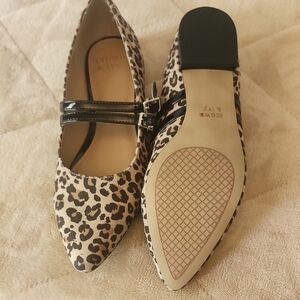 Crown & Ivy Brown and Black Flats with Animal Print
